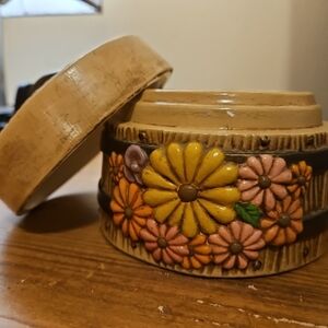 1975 Signed Floral Ceramic Trinket Box